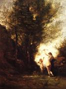 camille corot A Nymph Playing with Cupid(Salon of 1857) china oil painting reproduction